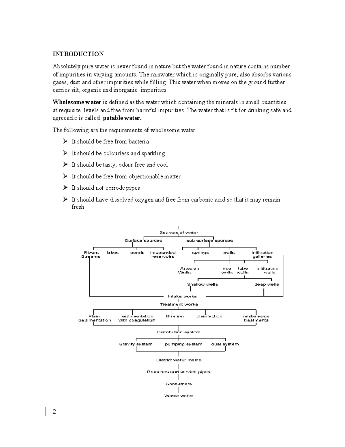 Water Supply Engineering INTRODUCTION Absolutely pure water is never