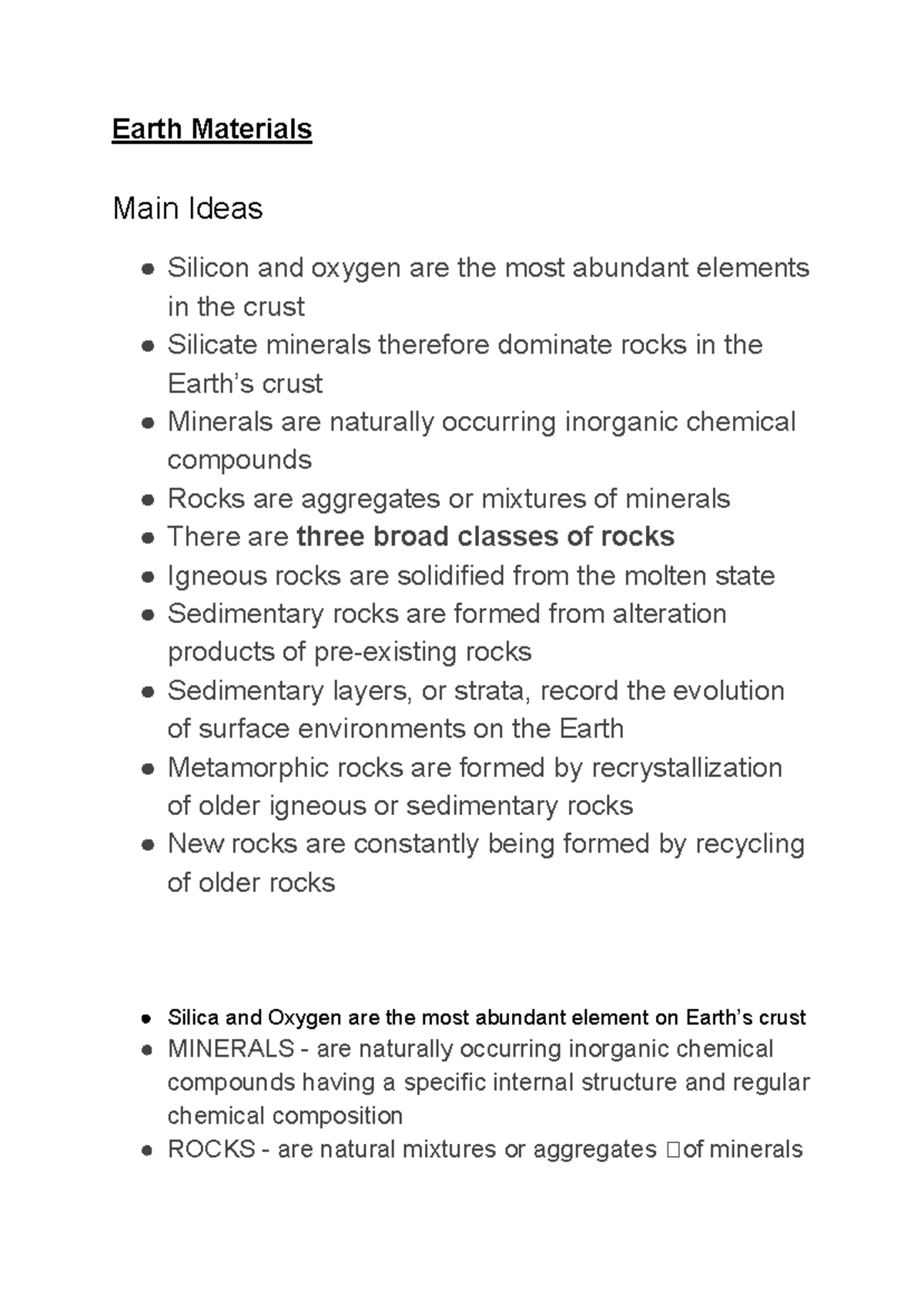 Lecture 4 Earth Materials - Earth Materials Main Ideas Silicon And ...