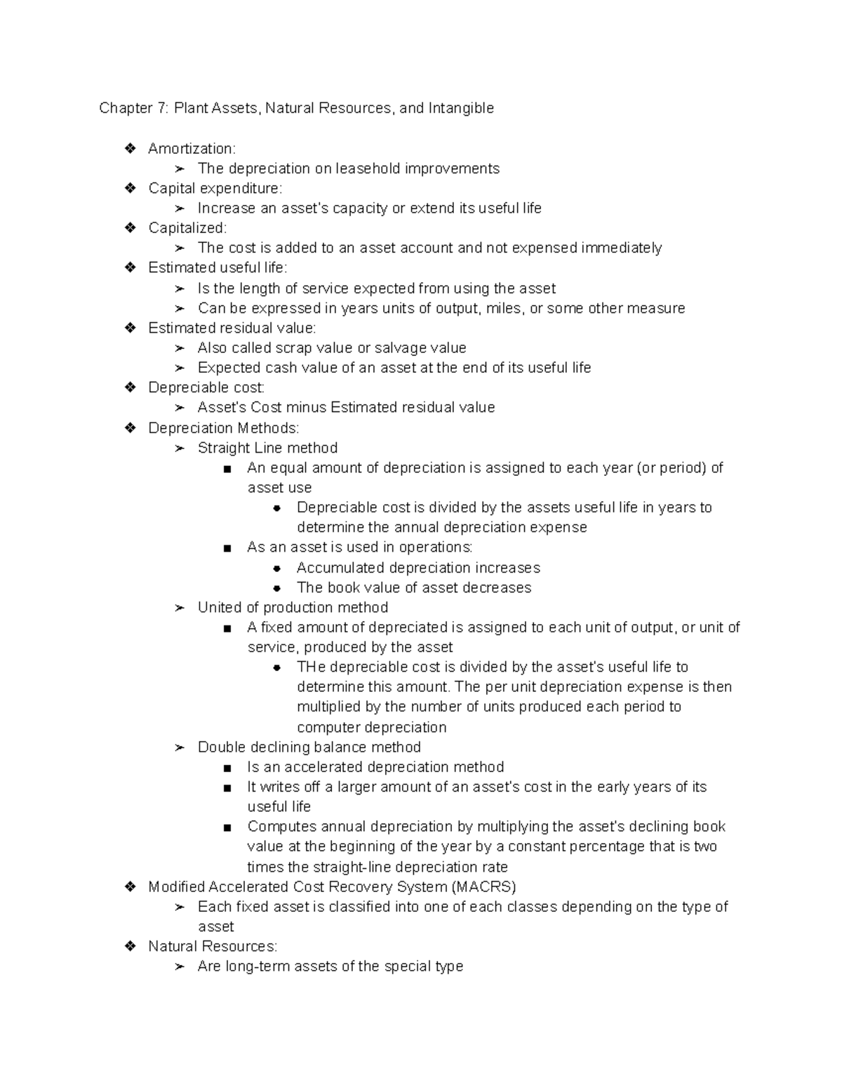Chapter 7 Plant Assets, Natural Resources, and Intangible - Chapter 7 ...