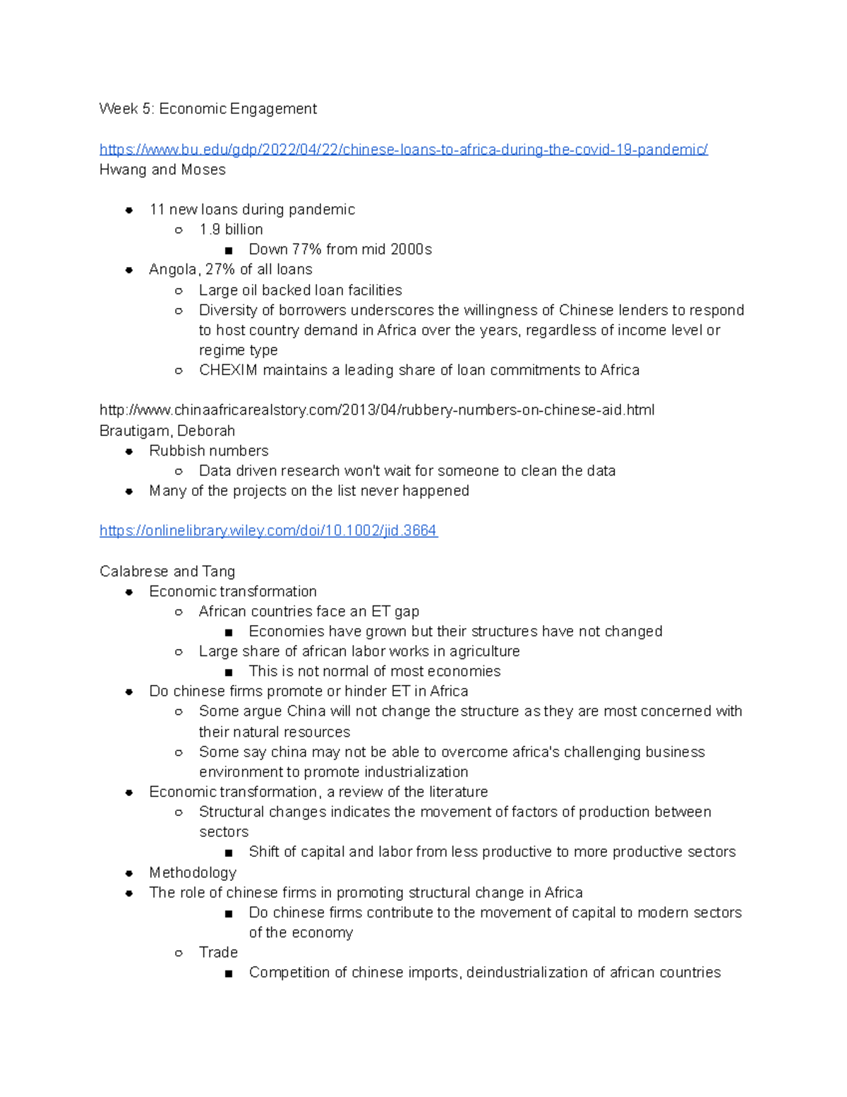 Week 5 Economic Engagement. - Week 5: Economic Engagement - Studocu
