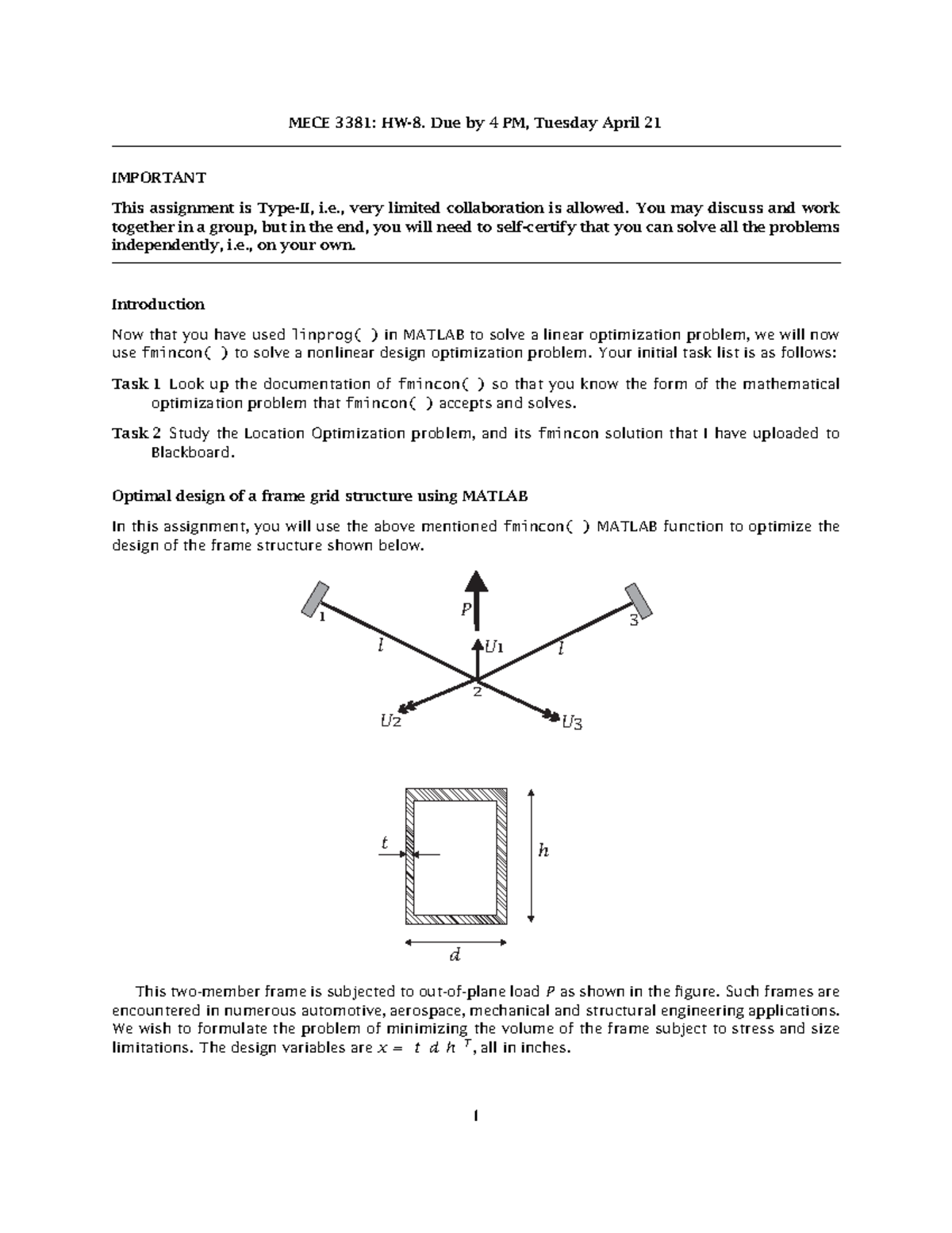 HW-8 - Homework 8 - MECE 3381: HW-8. Due By 4 PM, Tuesday April 21 ...