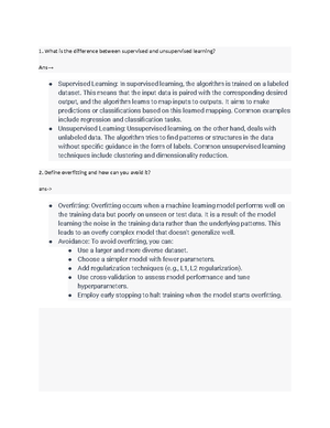 AI ML - This is the several important questions to study for AI ML