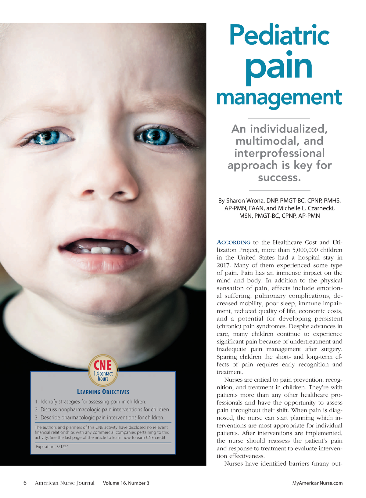 Pediatric Pain Management - 6 American Nurse Journal Volume 16, Number ...