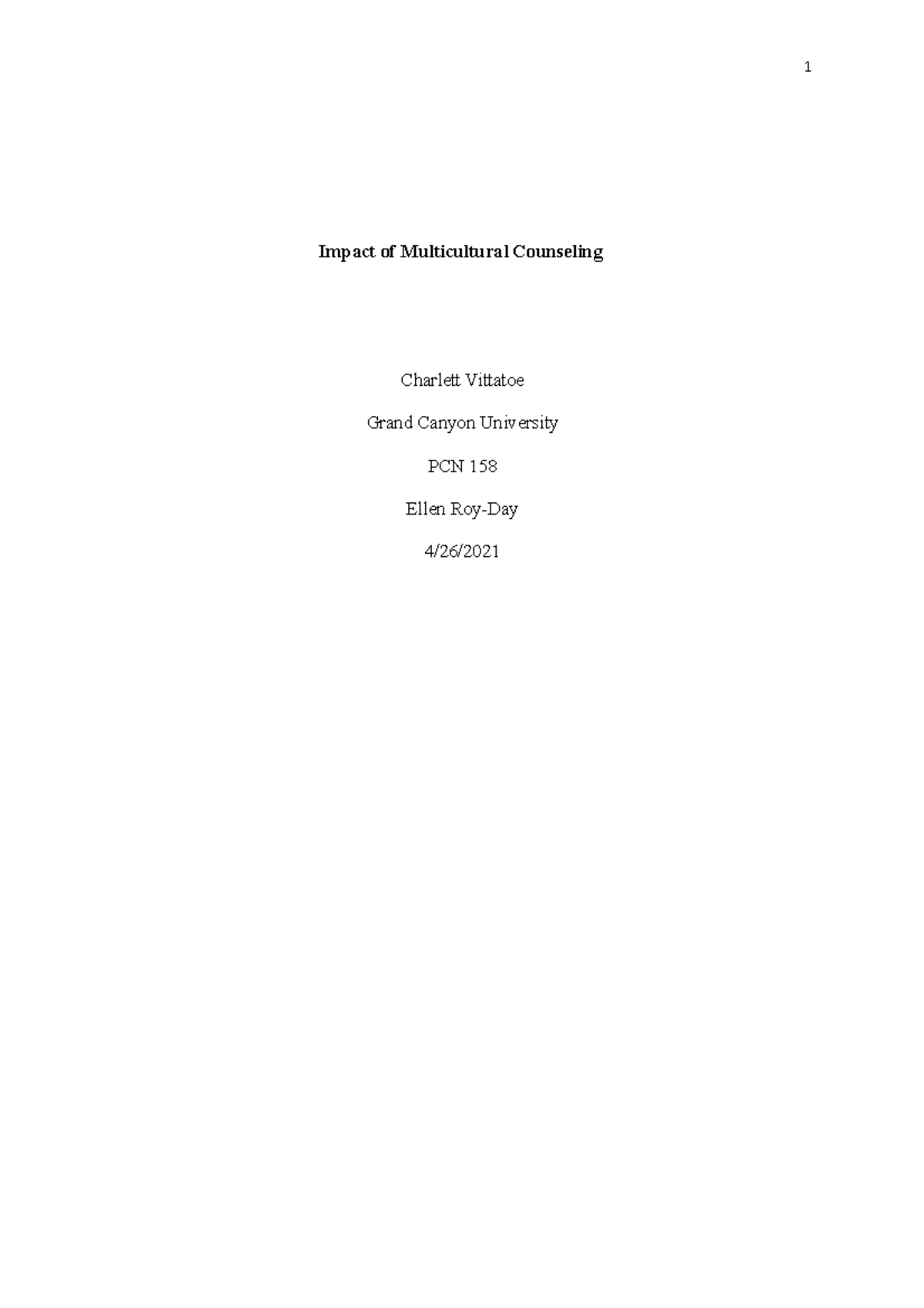 Multicultural Counseling and Self-Awareness Essay - Impact of ...