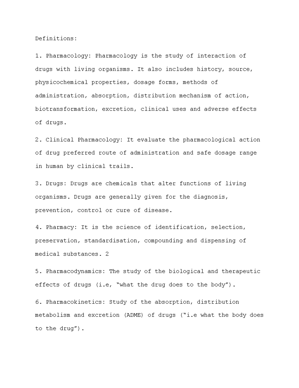 Pharm Definitions - Definitions: Pharmacology: Pharmacology Is The ...