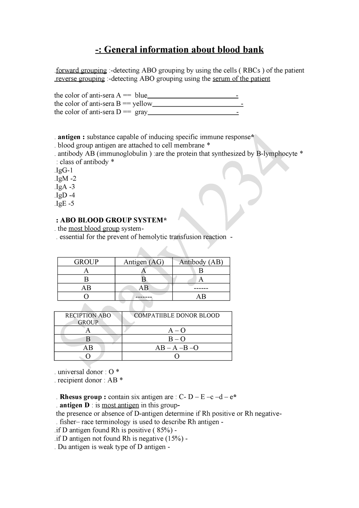 Blood bank -:General information about blood bank . forward grouping ...