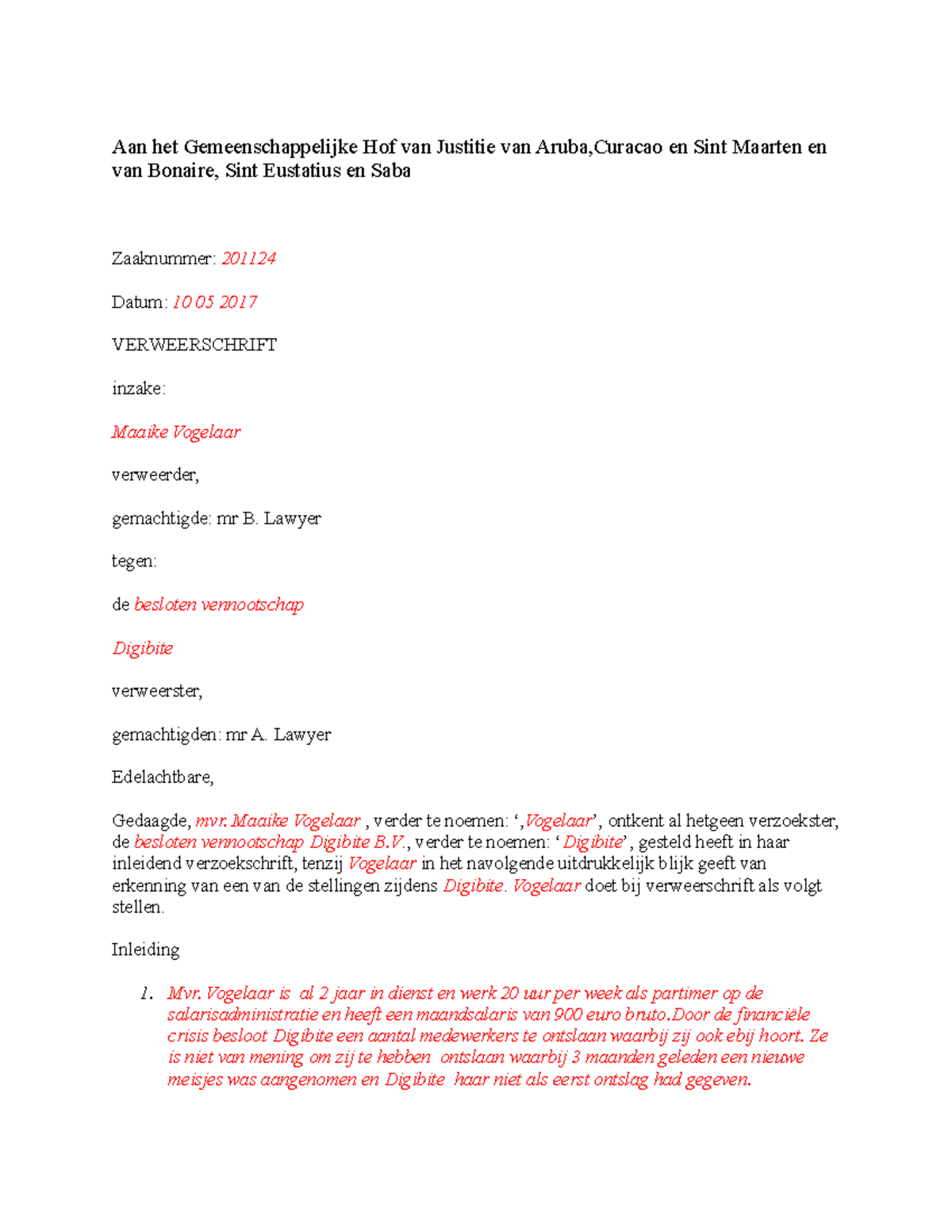 Bezwaarschrift Voorbeeld