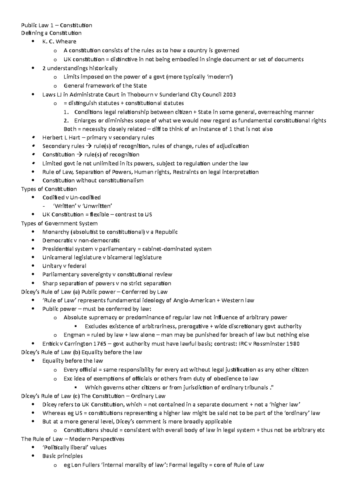 Public Law 1 - Constitution Lecture Summary - Public Law 1 ...