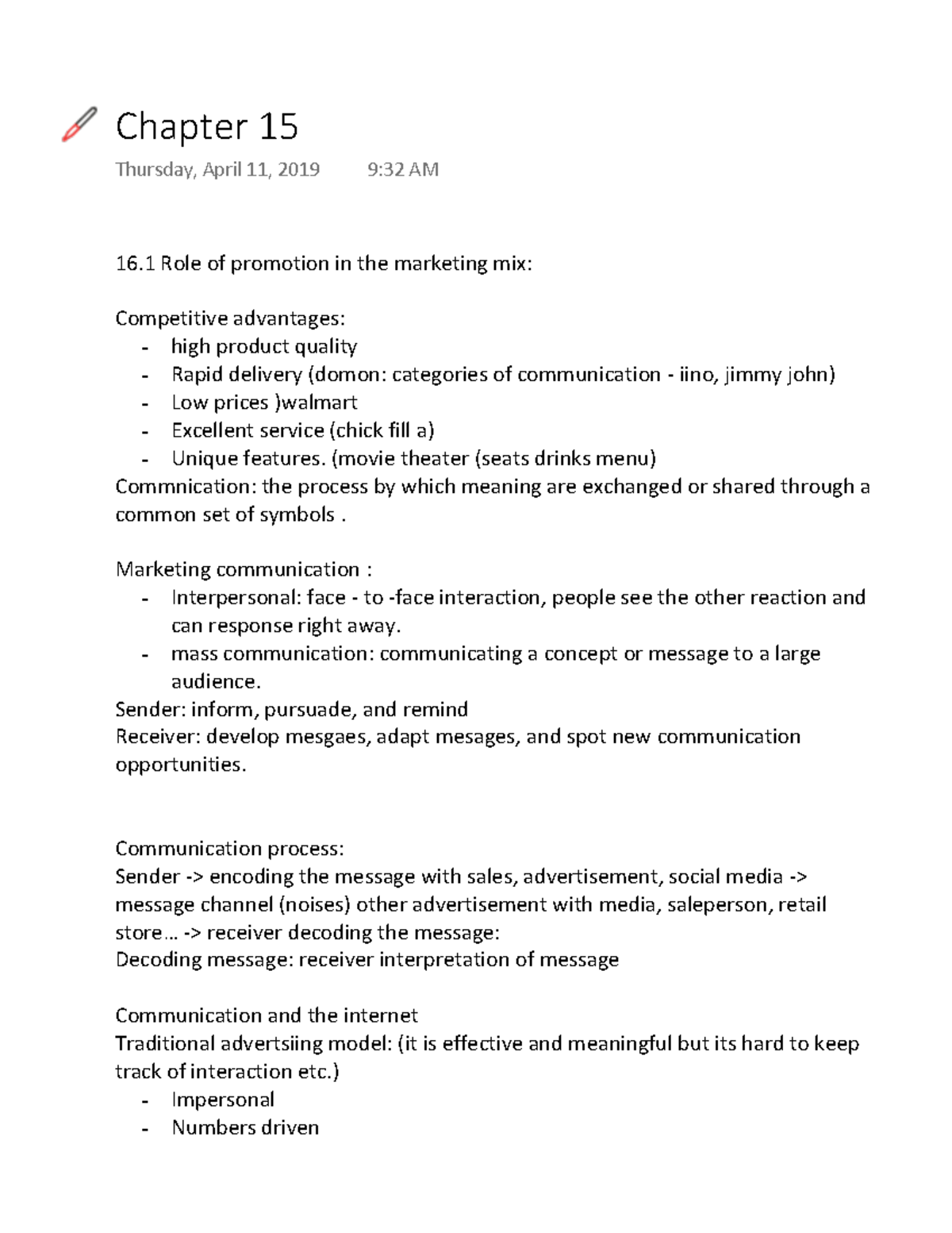 Chapter 15 - Lecture notes 15 - Warning: TT: undefined function: 32 16 ...