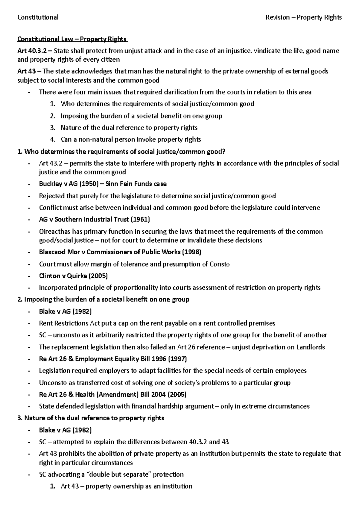Constitutional Law Notes Property Rights Constitutional Revision