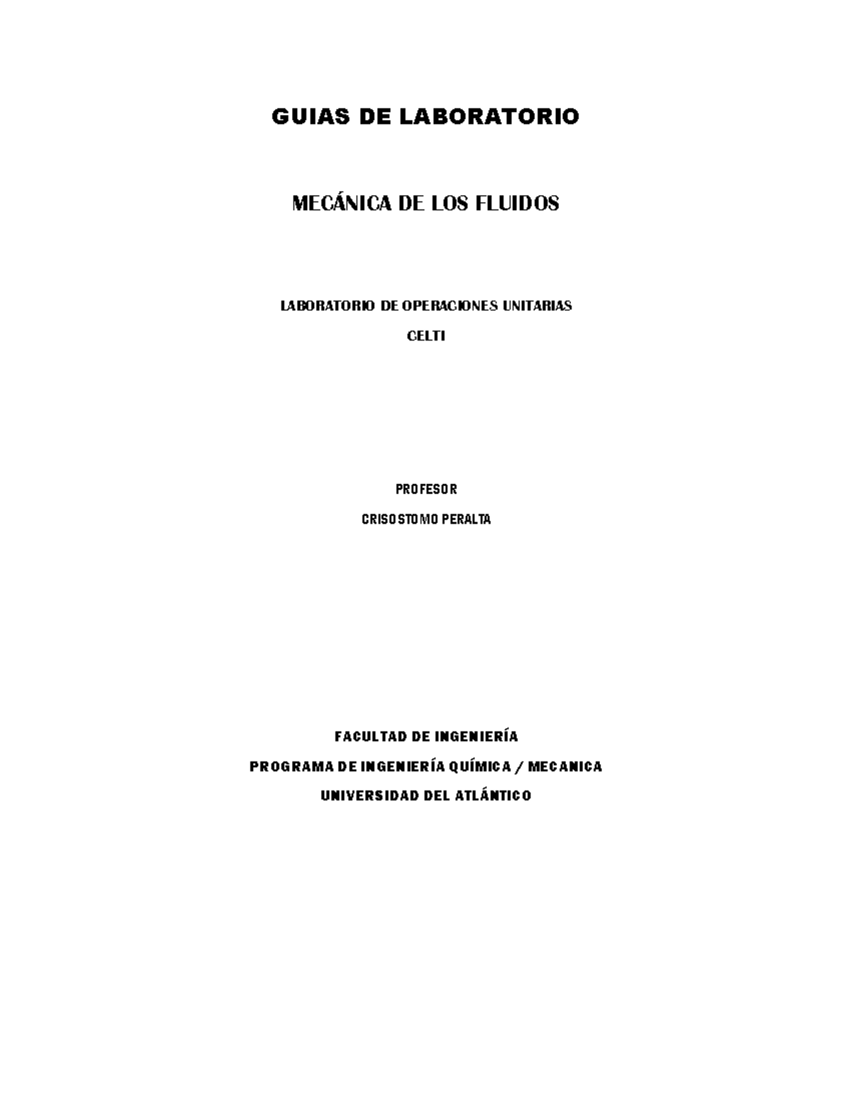 Guias Laboratorios DE Fluidos - GUIAS DE LABORATORIO MECÁNICA DE LOS ...
