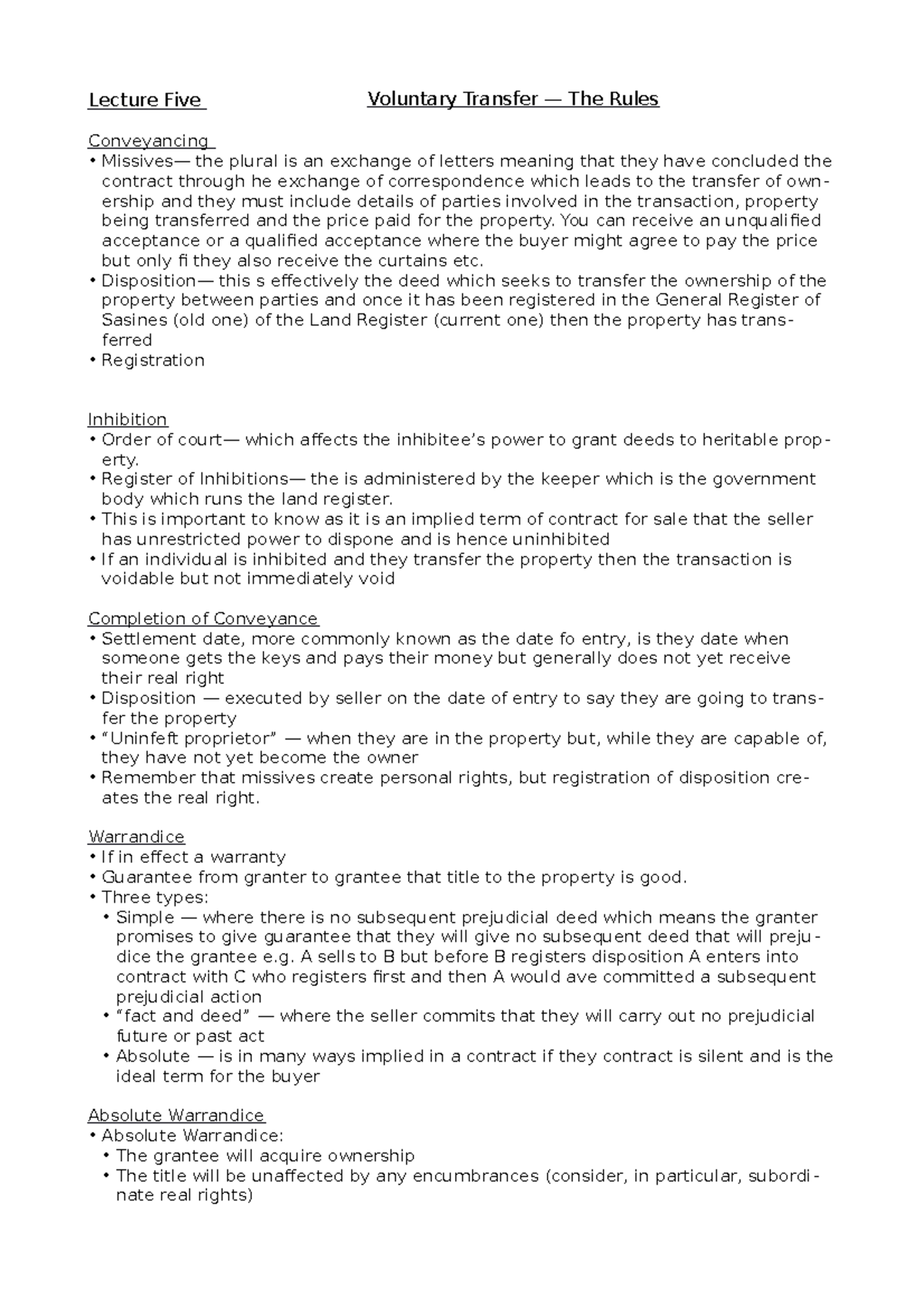 Lecture 5 - Voluntary Transfer — The Rules (WORD) - Lecture Five ...