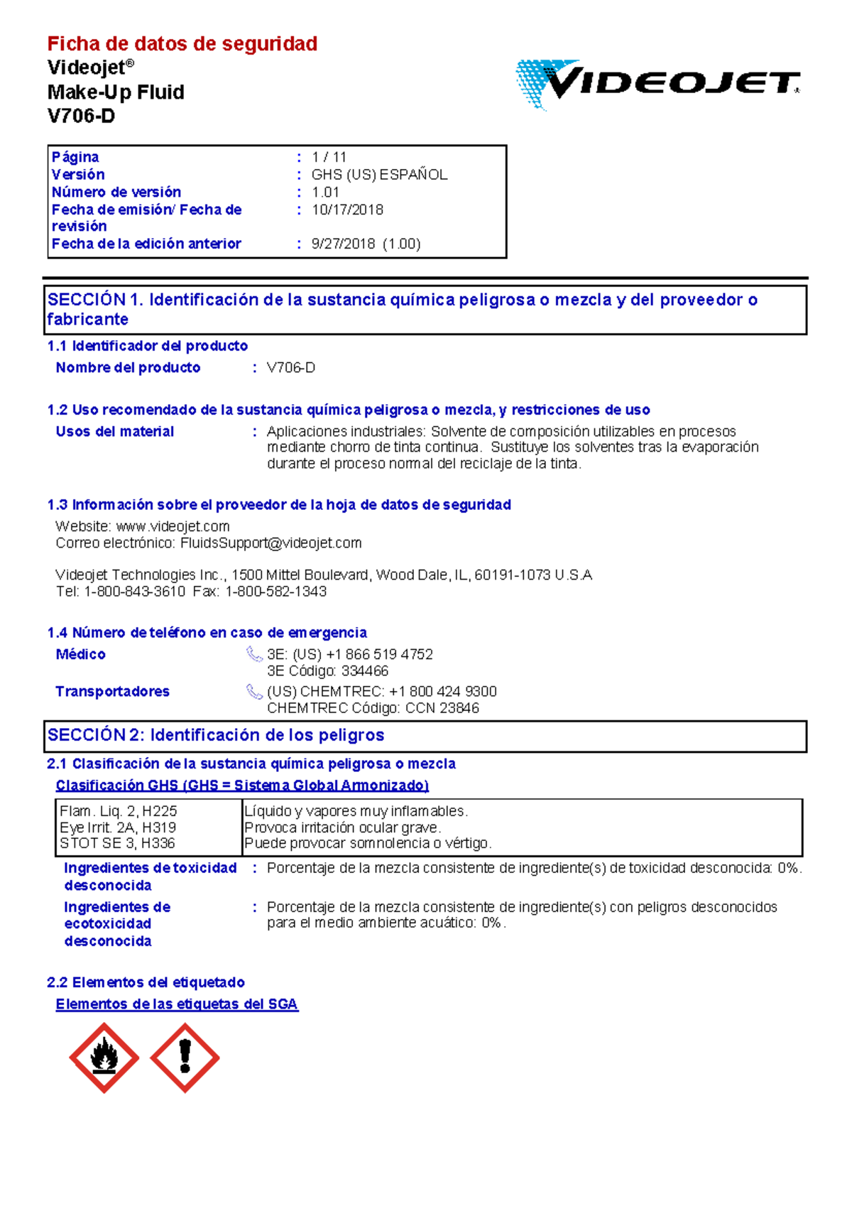 Solvente Ketone V706-D Video-JET (R) - V706-D Ficha de datos de ...