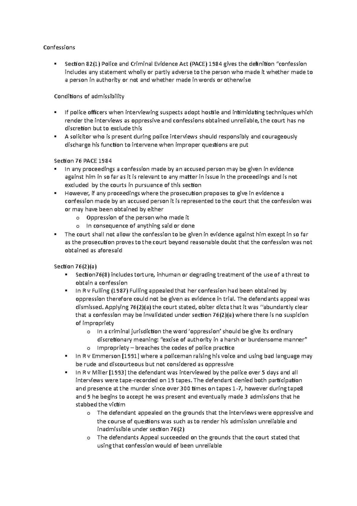 Week 4 - Confessions Section 82(1) Police and Criminal Evidence Act ...