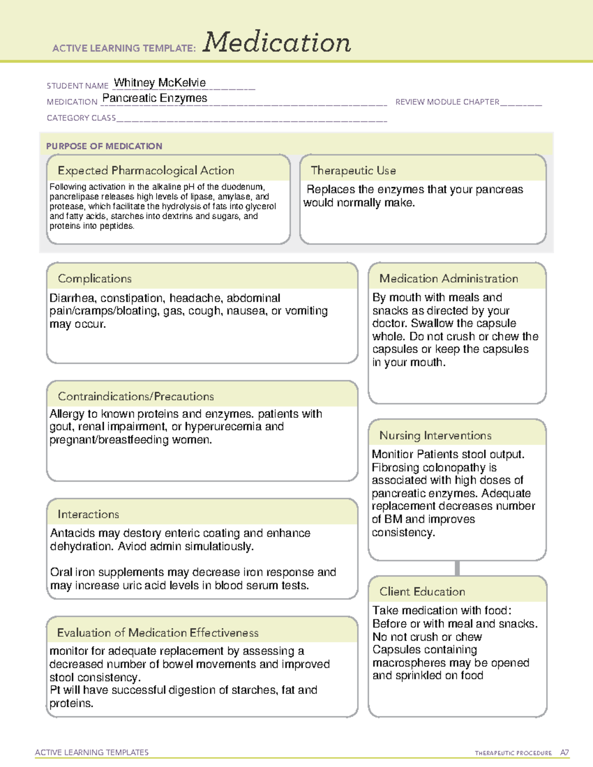 ALT Medication Pancreatic Enzymes ACTIVE LEARNING TEMPLATES