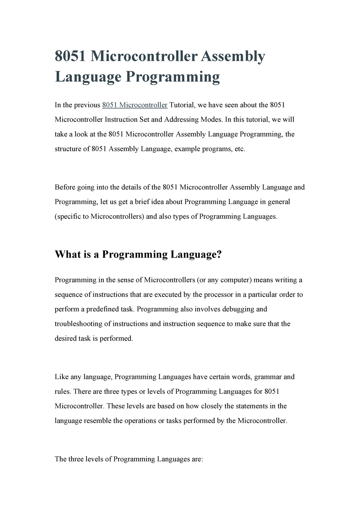 8051 Microcontroller Assembly Language Programming - In This Tutorial ...