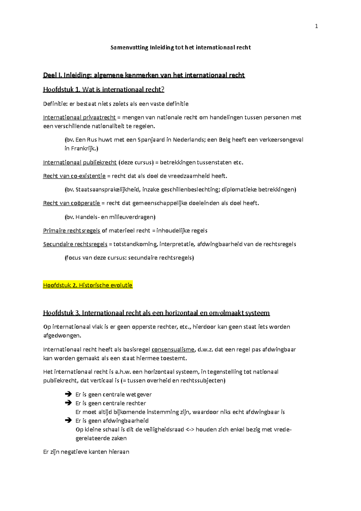 Samenvatting Inleiding Tot Het Internationaal En Europees Recht ...