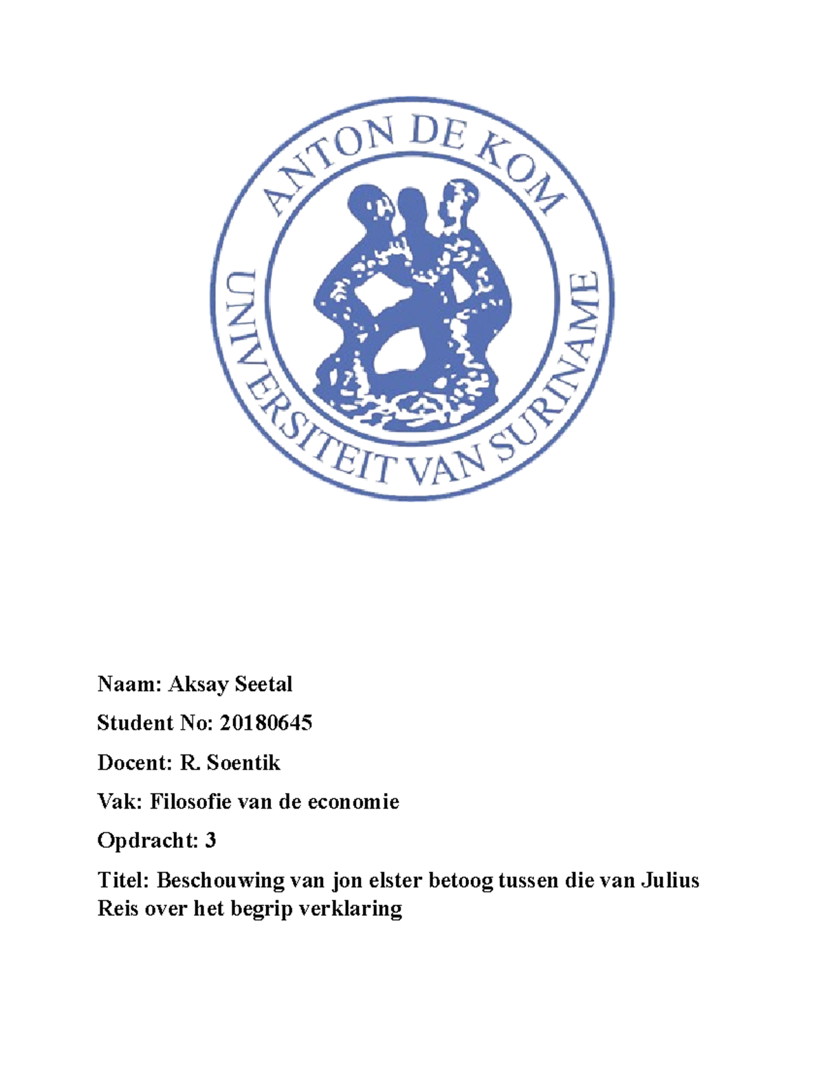 Filosofie Samenvatting Nuts and Bolts for the Social Sciences Naam