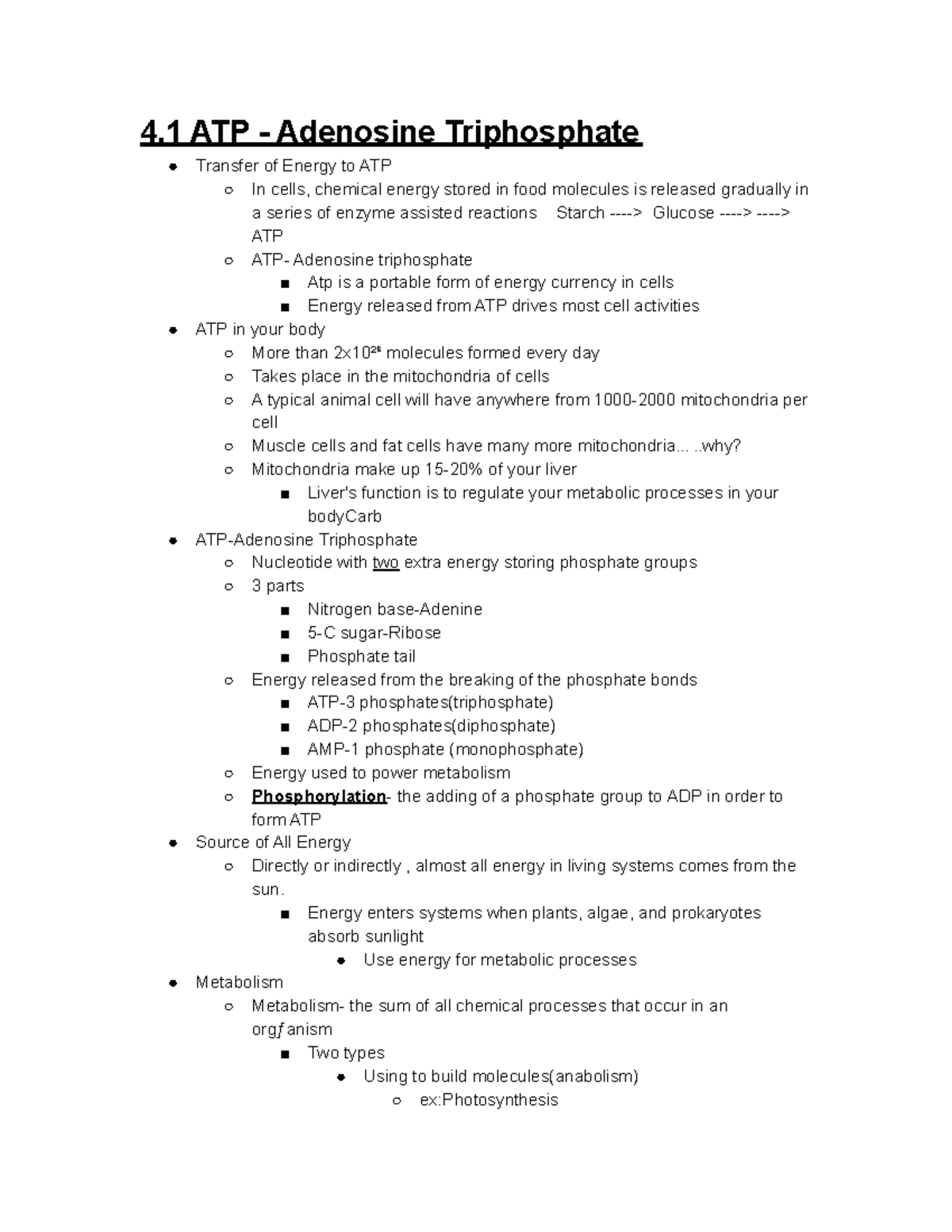 4.1 ATP (Adenosine Triphosphate) - 4 ATP - Adenosine Triphosphate ...