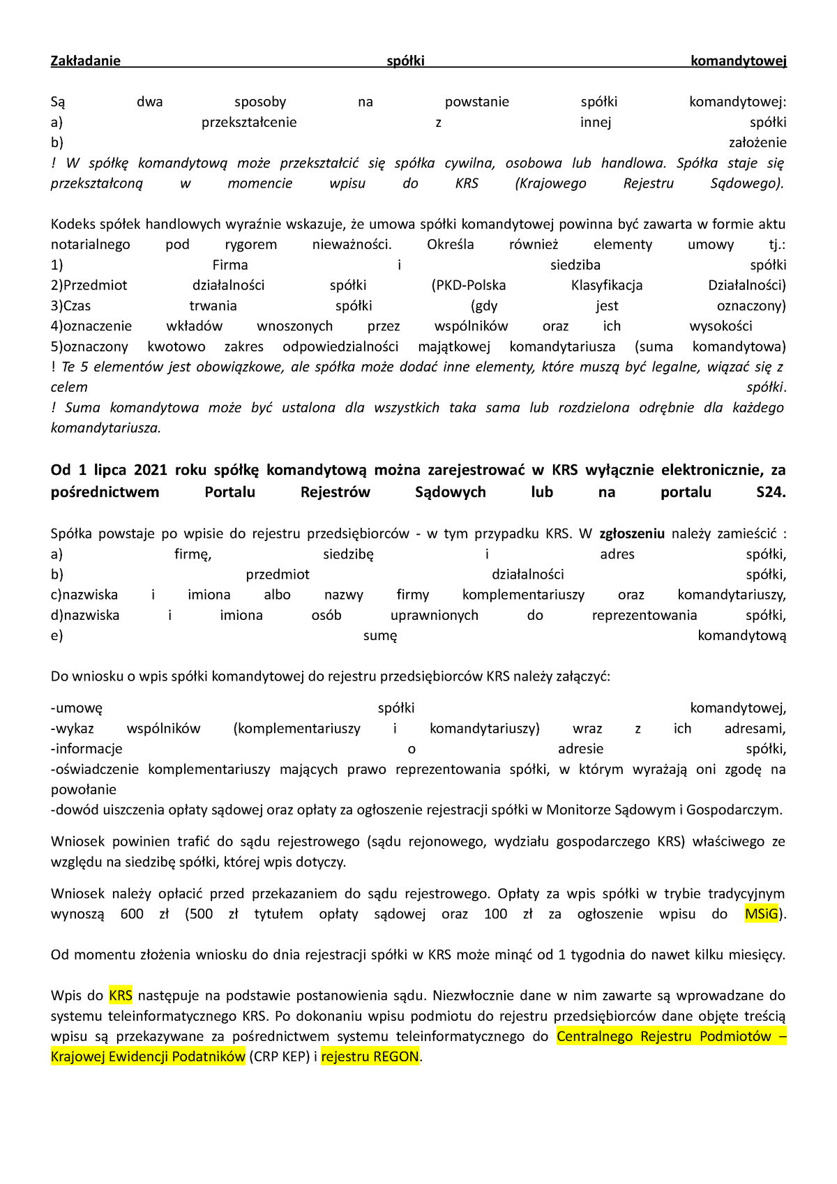 SpÓŁka Komandytowa Rejestracja Zakładanie Spółki Komandytowej Są Dwa Sposoby Na Powstanie 2797