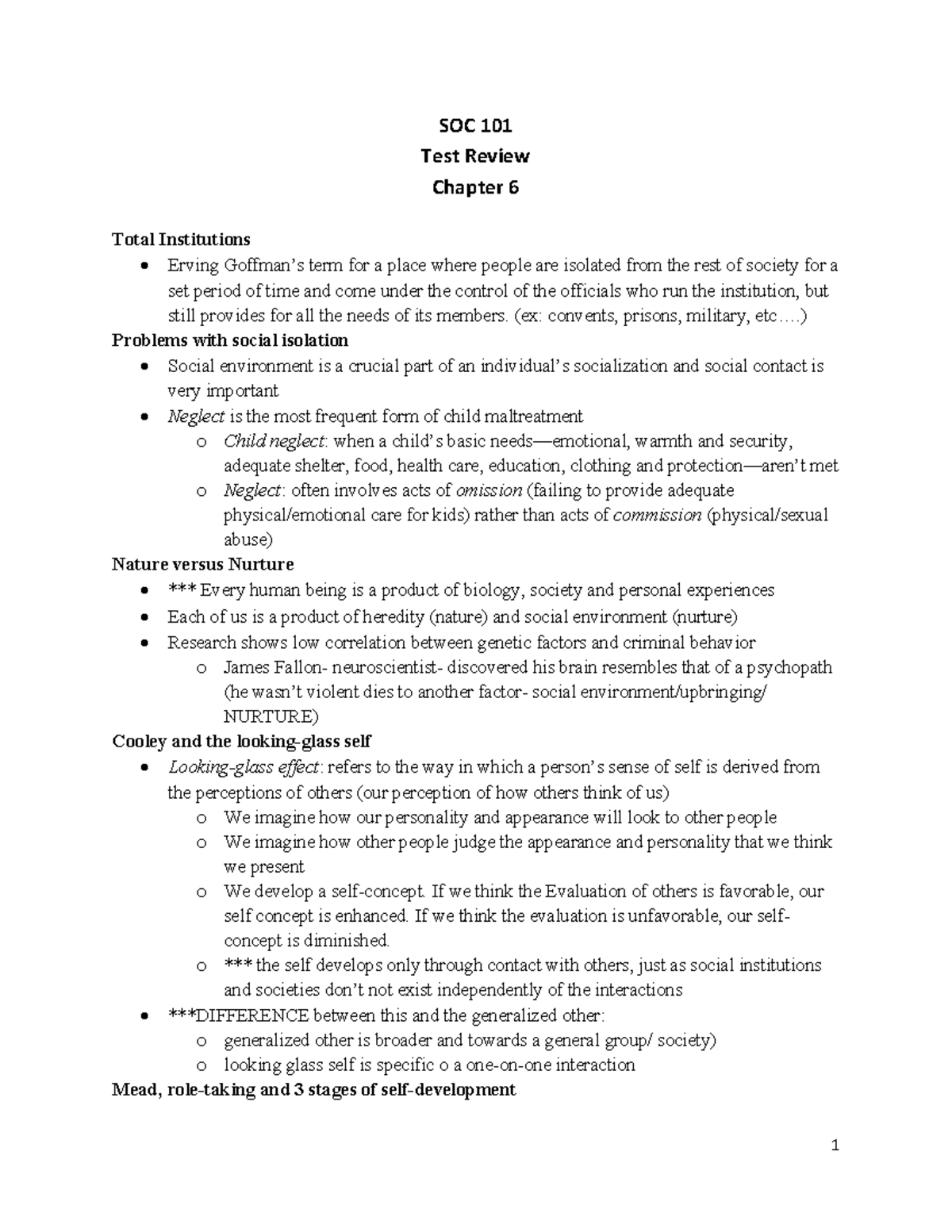 SOC 101 Test Review Ch 6 - Introduction To Sociology - SOC 101 Test ...