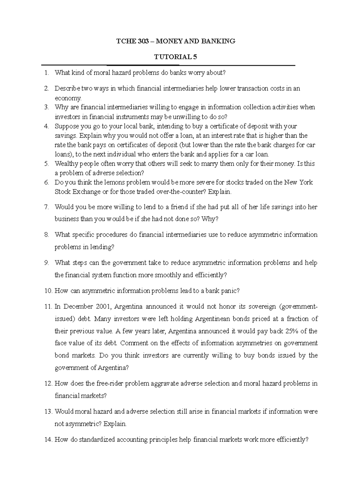 TCHE 303 - Tutorial 5 - A very interesting note to practice - TCHE 303 ...