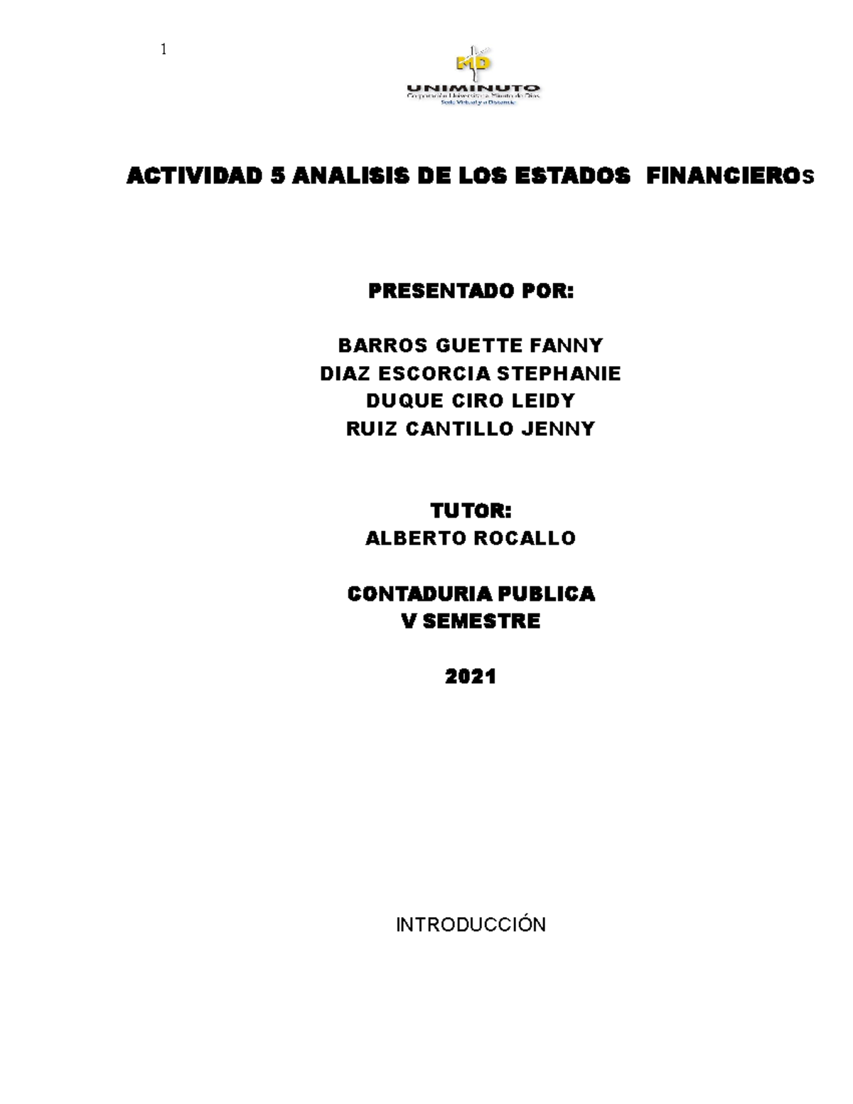 5 Semestre Actividad 4 - Analisis DE LOS Estados Financieros ...