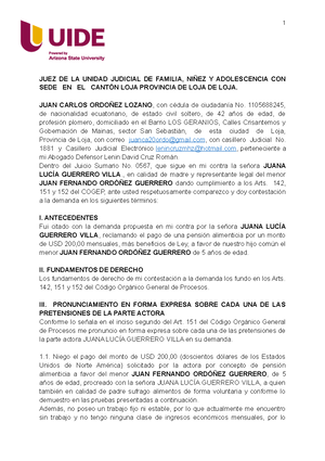 Tarea 9 - Contestación a la Demanda