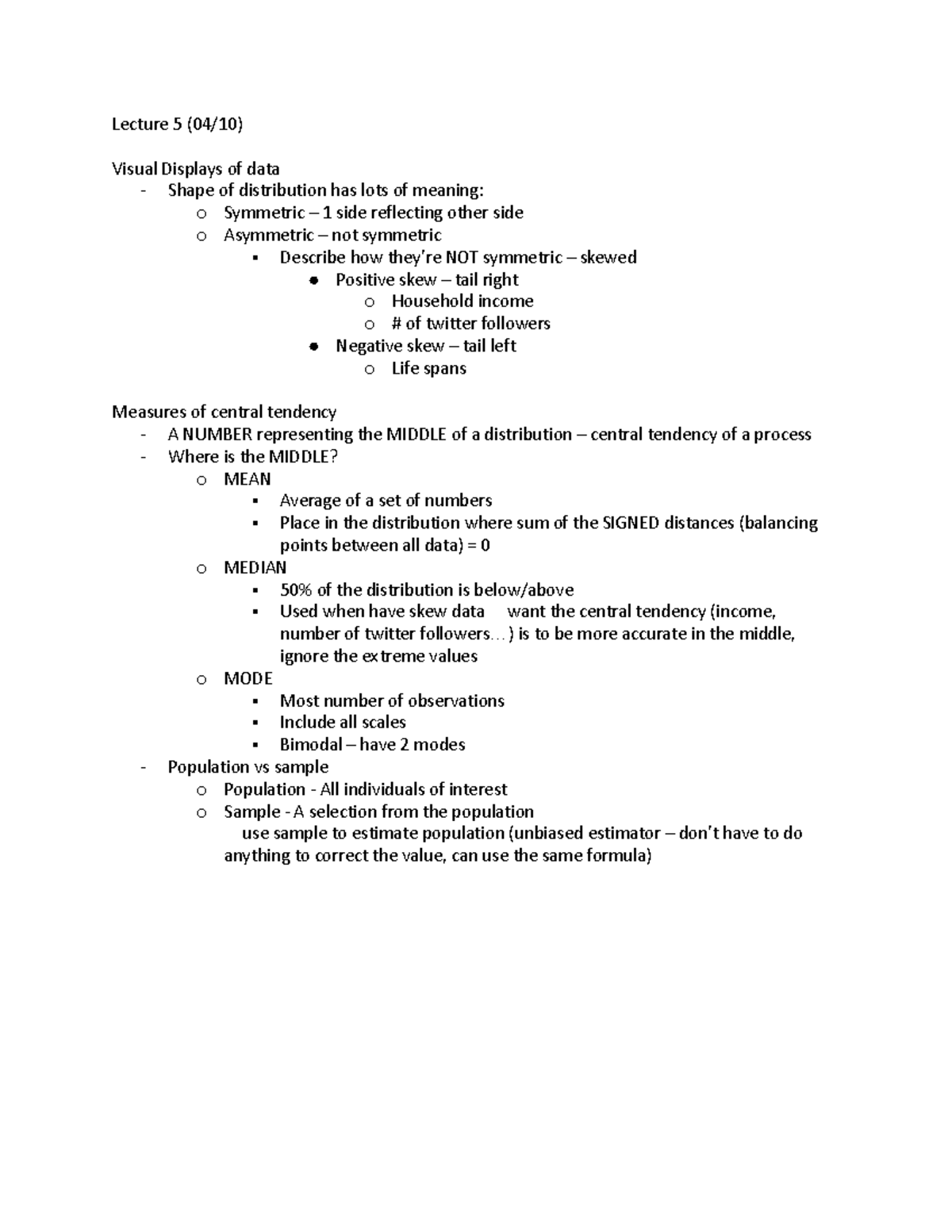 COGS 14B Lecture 5 - Lecture 5 (04/10) Visual Displays of data - Shape ...