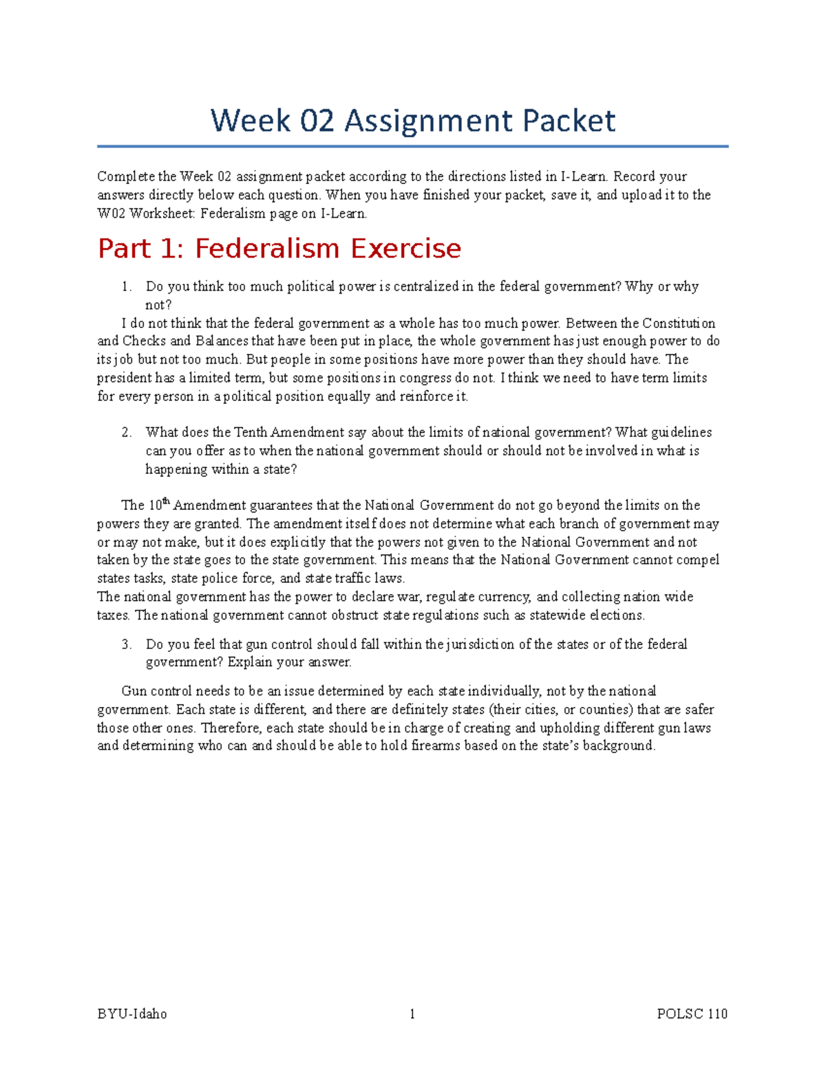 Week02Assignment Worksheet - Week 02 Assignment Packet Complete The ...