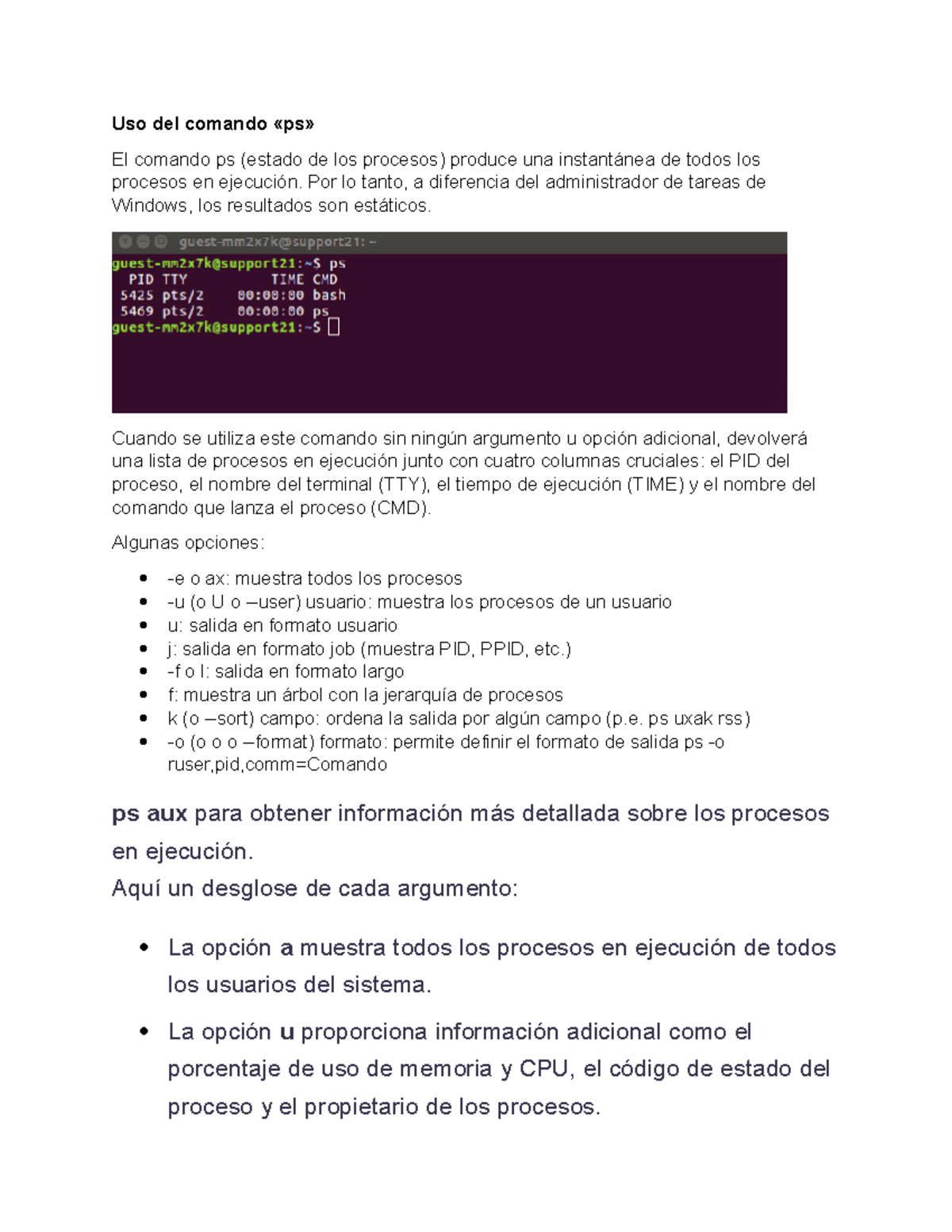 Ps,ps aux,ps axjf,top - tarea 3 - Uso del comando «ps» El comando ps ...