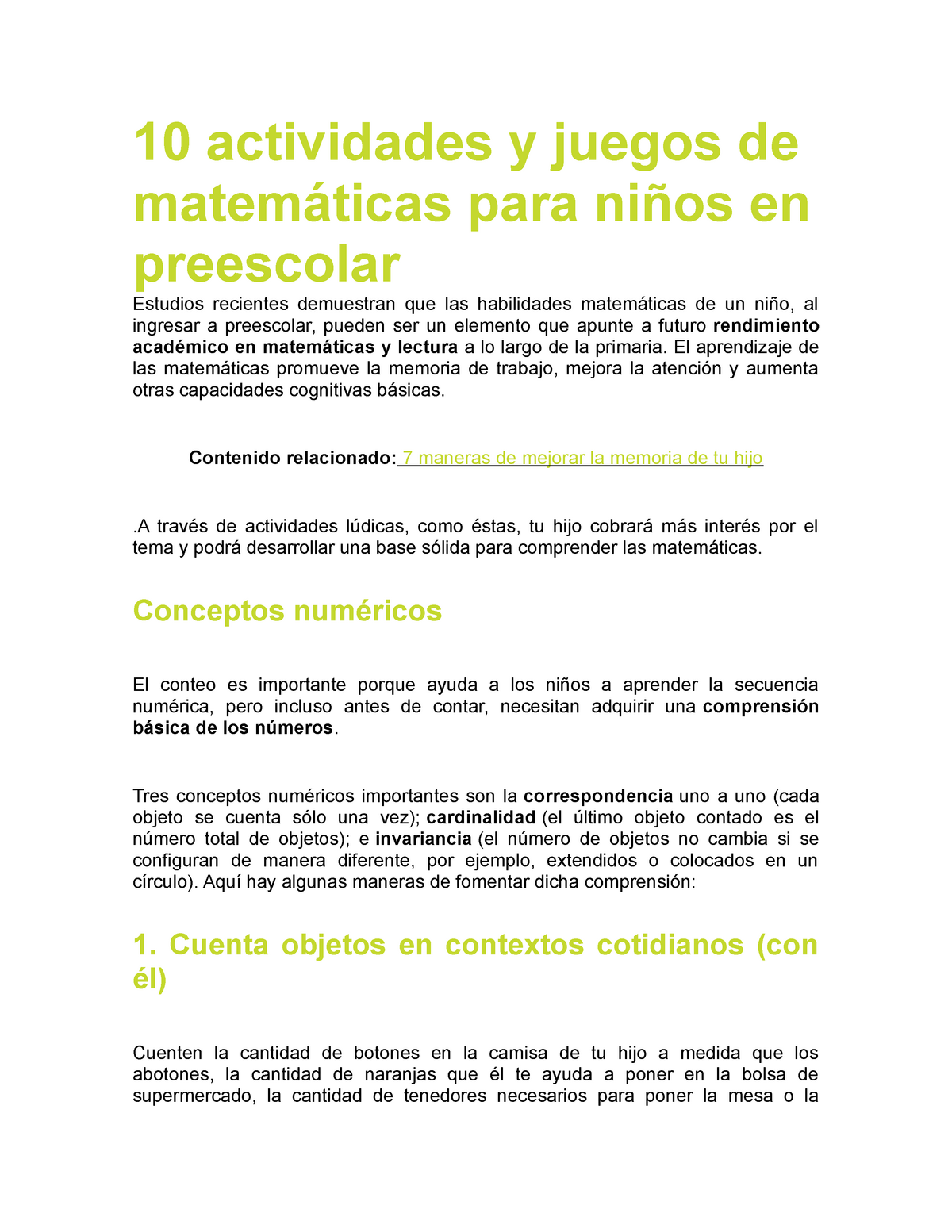10 Actividades Y Juegos De Matematicas Para Ninos En Preescolar Studocu