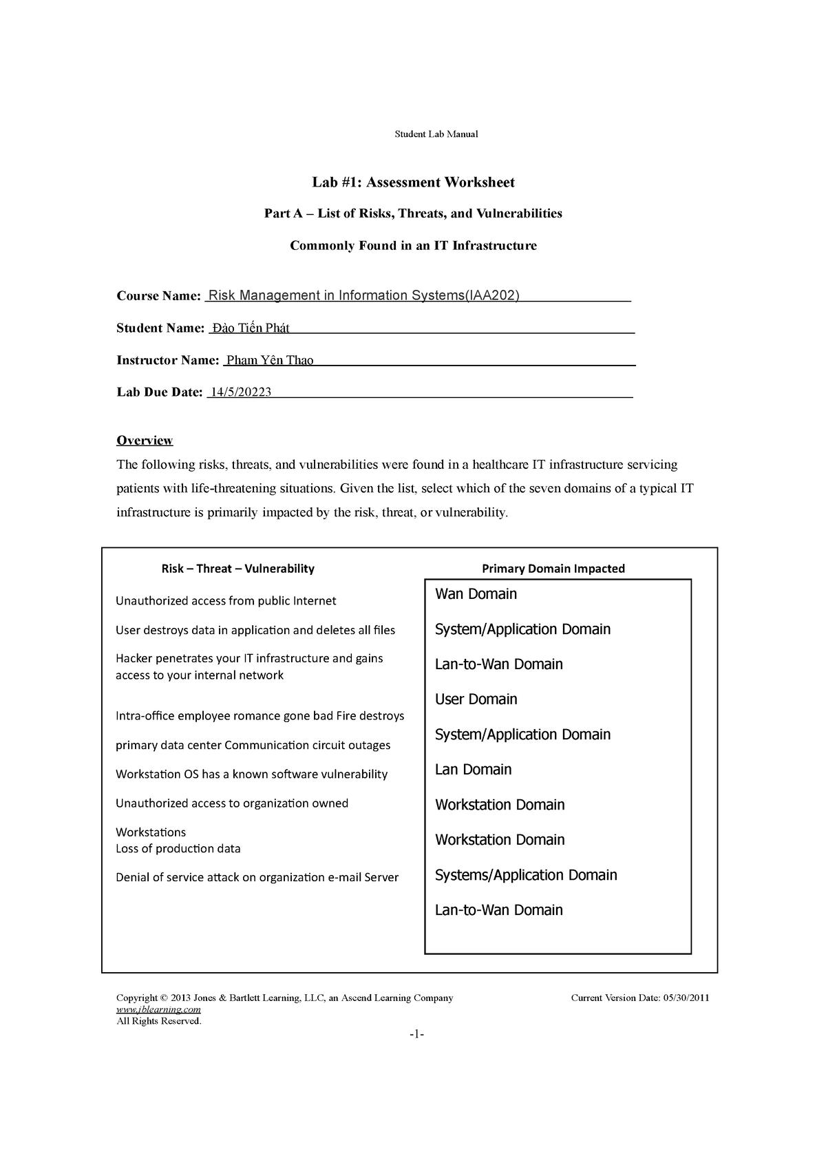 IAA202 Lab1 - Answer To Lab1 - Lab #1: Assessment Worksheet Part A ...