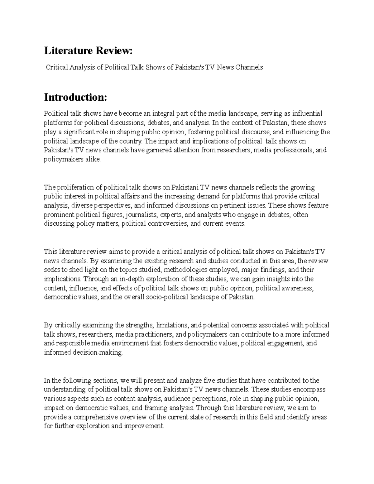 Literature Review - study notes - Literature Review: Critical Analysis ...