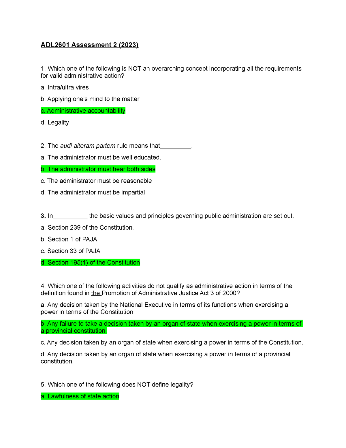 ADL2601 Assessment 2 MCQ 2023 - ADL2601 Assessment 2 (2023) Which One ...