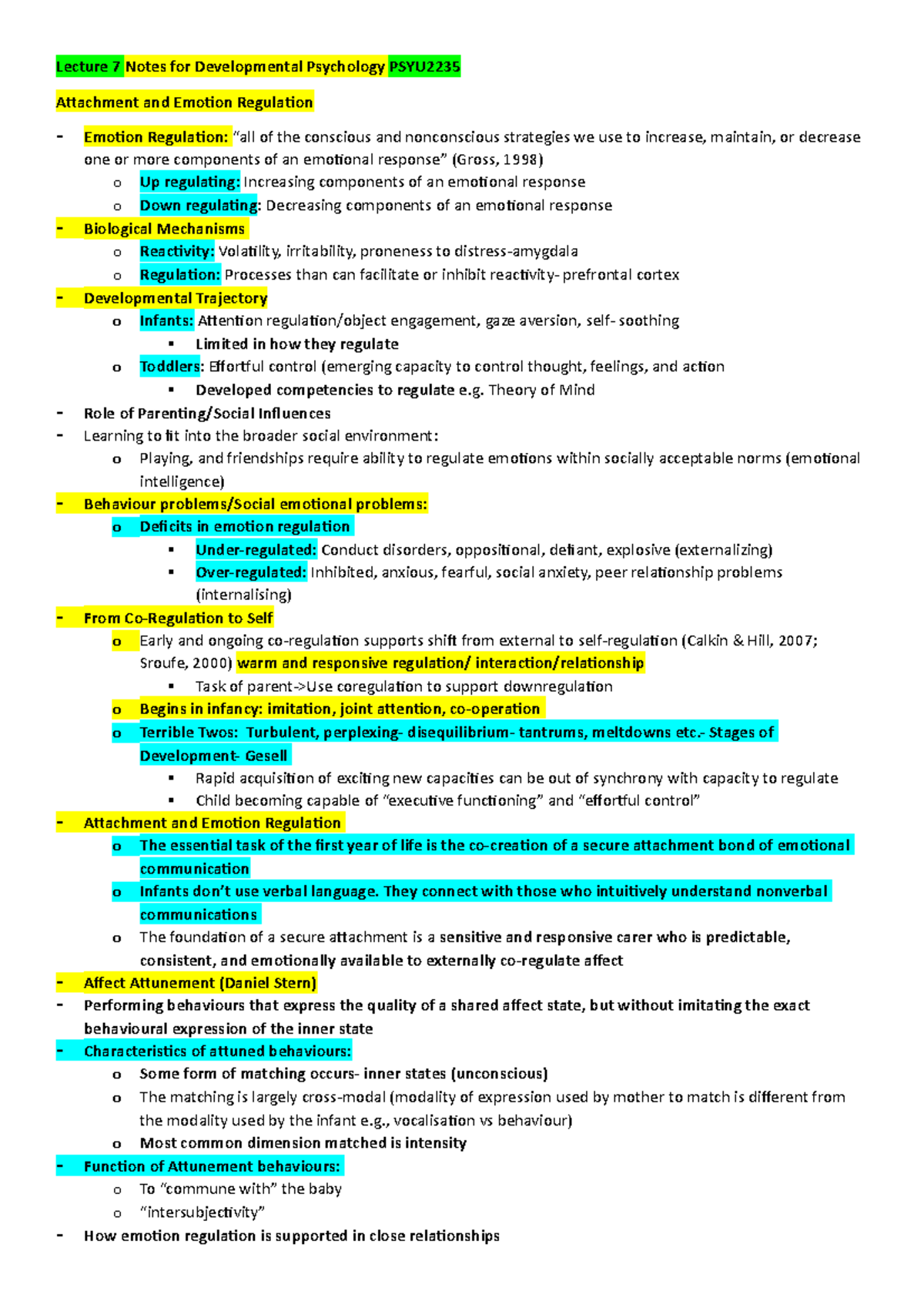 Lecture 7 Notes for Developmental Psychology PSYU2235 - Theory of Mind ...
