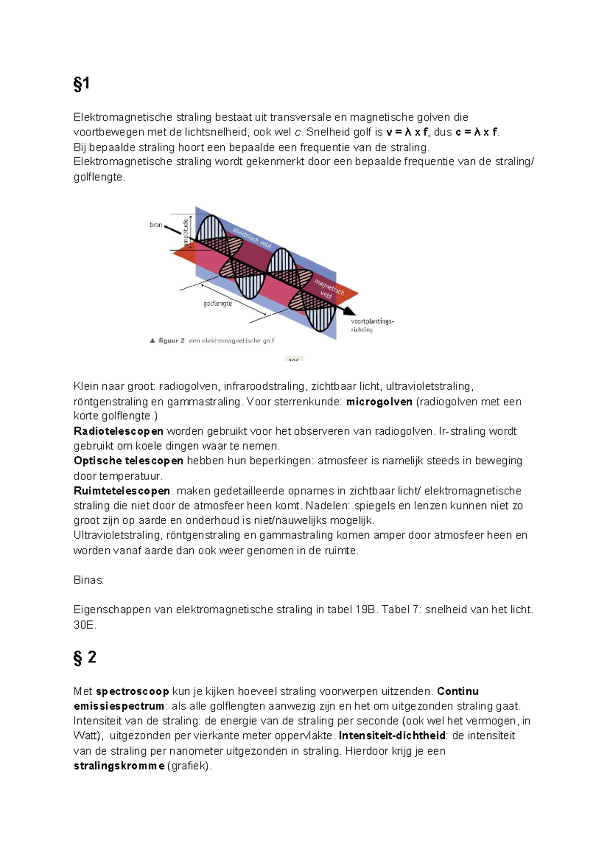 Natuurkunde Samenvatting Elektromagnetische Straling ...