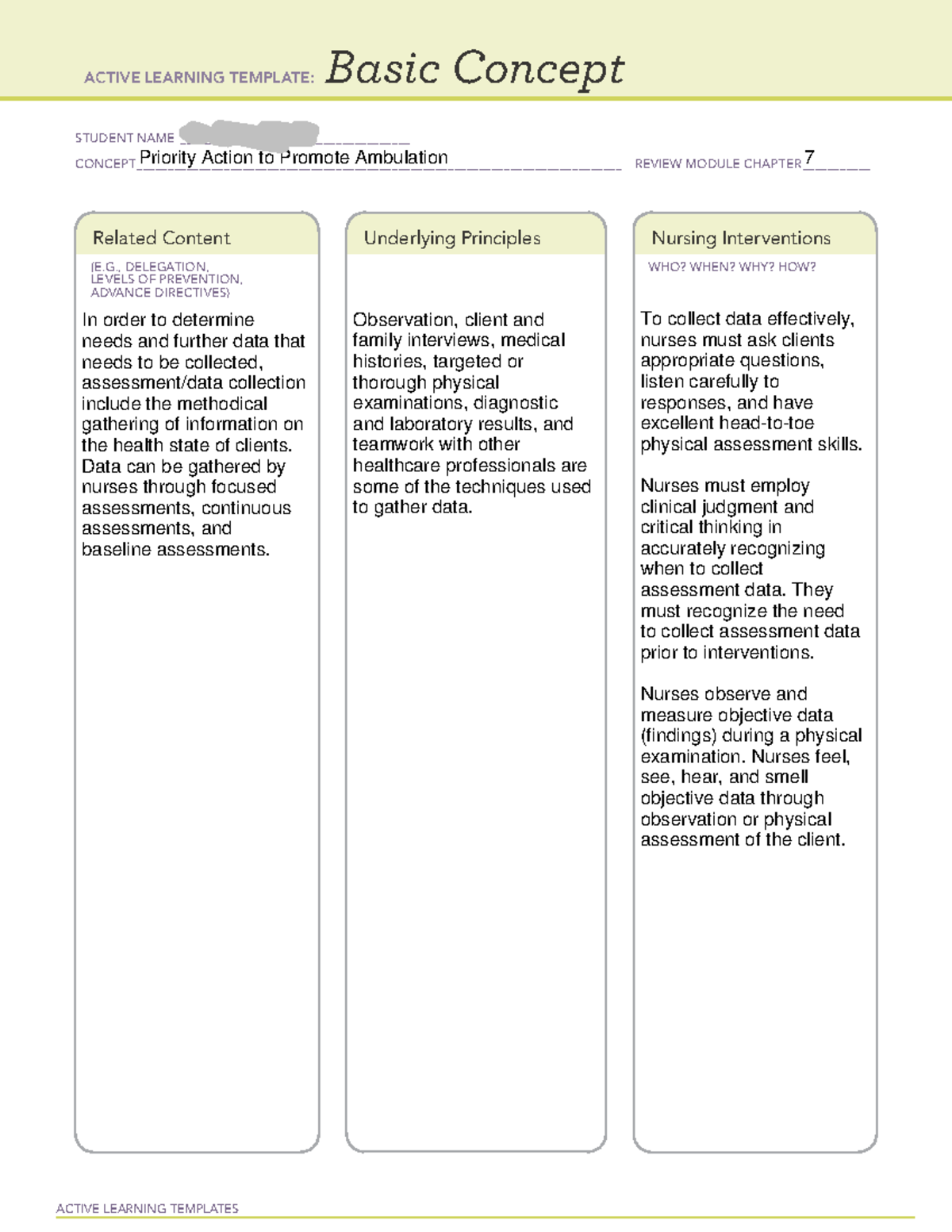 Priority Action to promote ambulation - 25599 - ACTIVE LEARNING ...