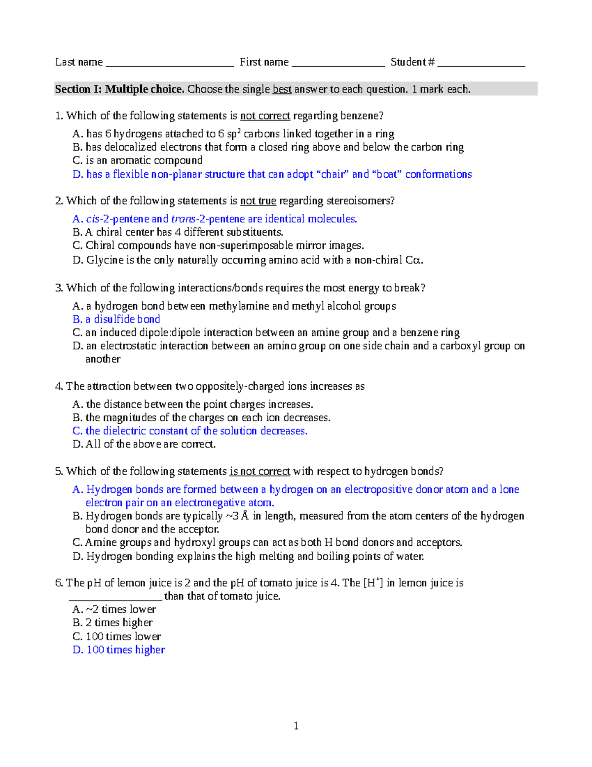 Midterm I October 2017, questions and answers - Last name ...