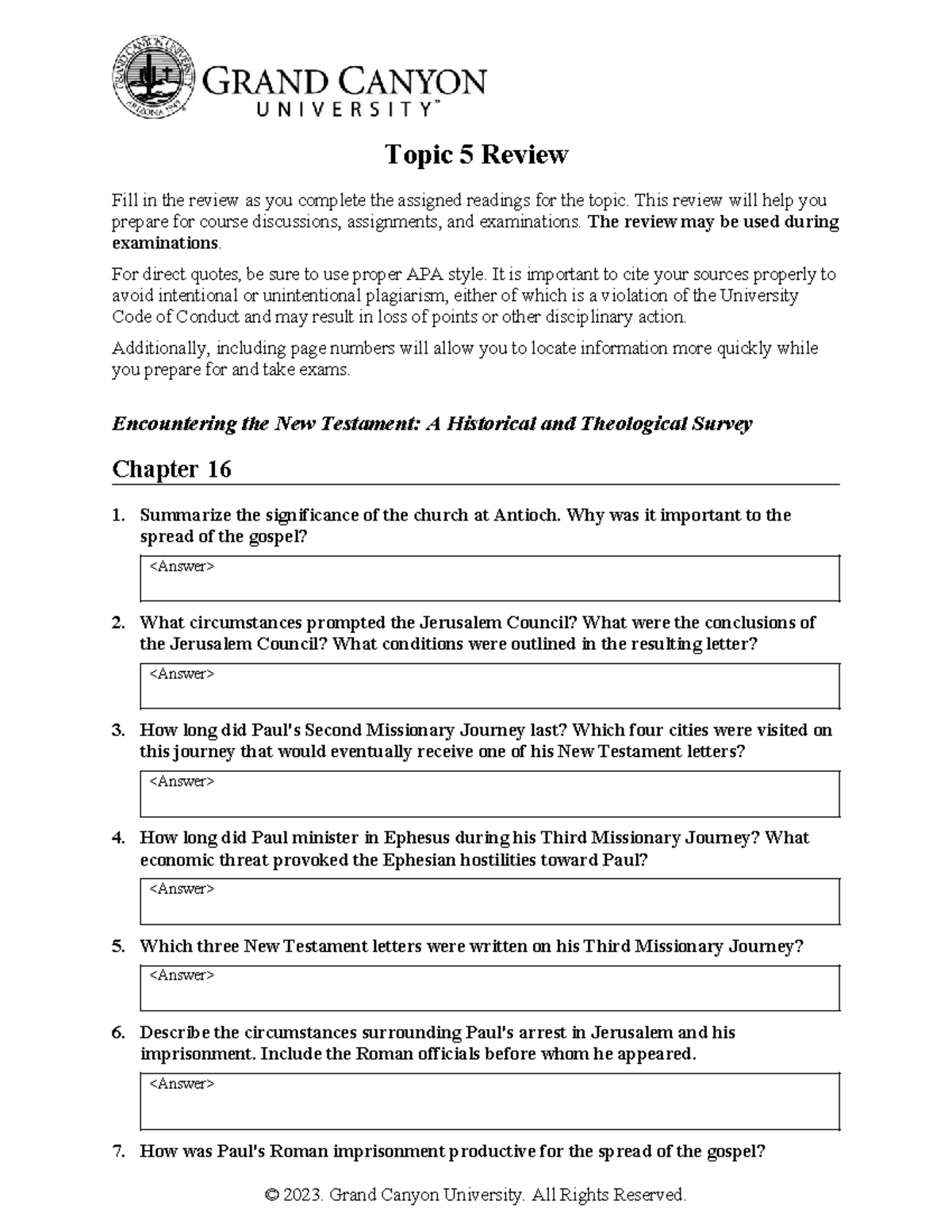 BIB 107 RS T5Review - Topic 5 Review Fill in the review as you complete ...
