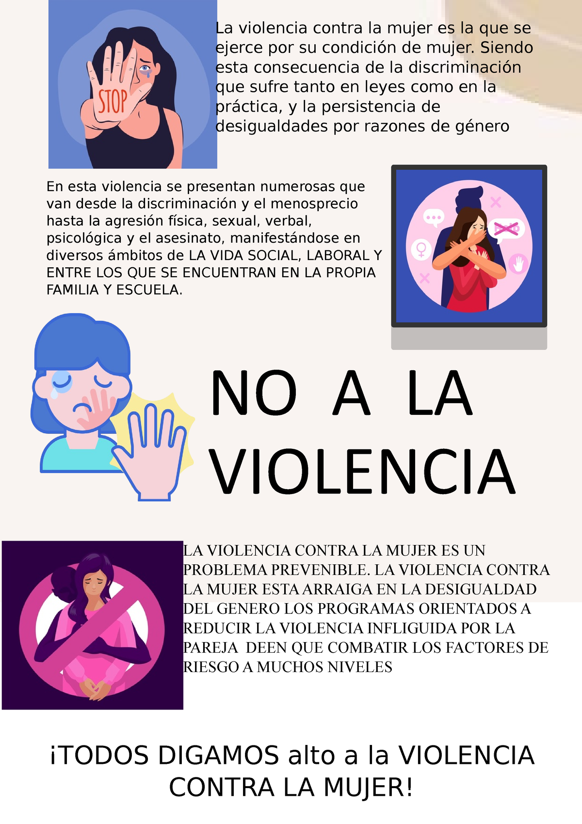 Afiche De La Violencia Interesante Todos Digamos Alto A La