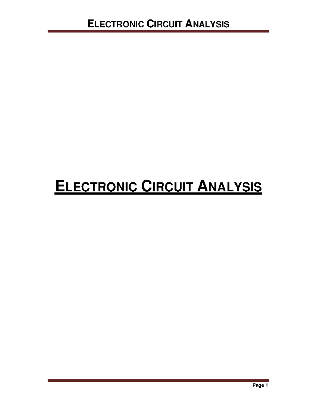 Electronic Circuit Analysis - ELECTRONIC CIRCUIT ANALYSIS Series ...