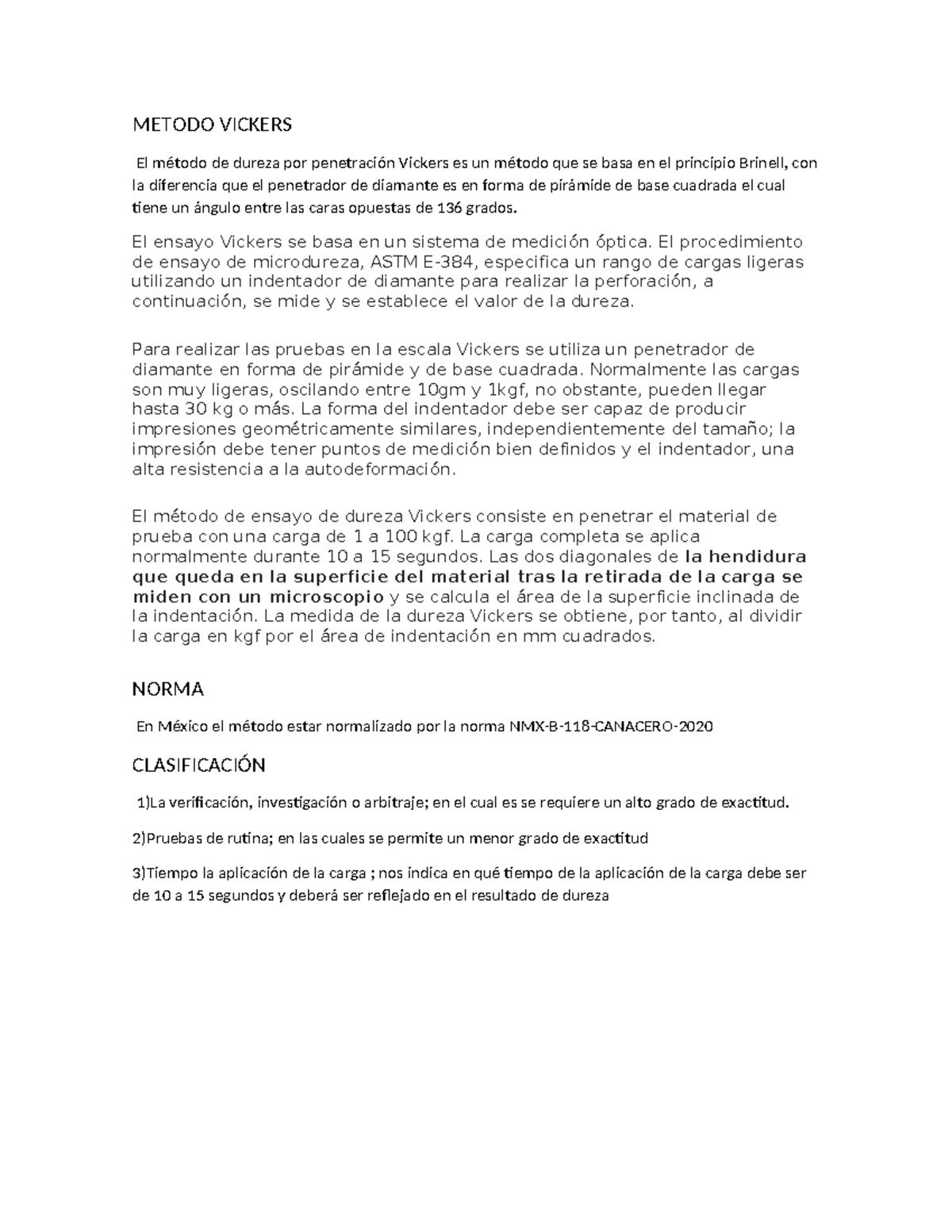 Metodo Vickers - METODO VICKERS El método de dureza por penetración ...