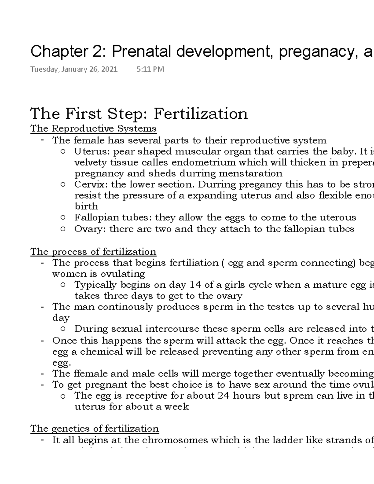 Chapter 2 Prenatal development, preganacy, and birth - The First Step ...