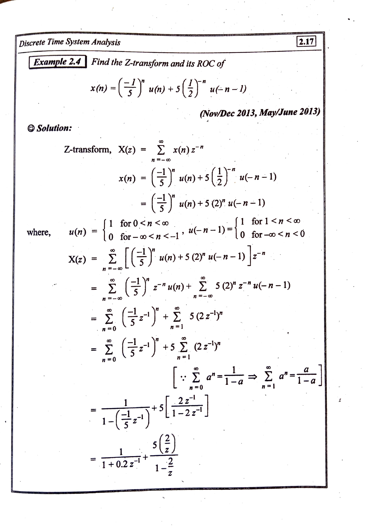 DSP-UNIT-II - Book Material - Discrete Time System Analysis 2. Example ...