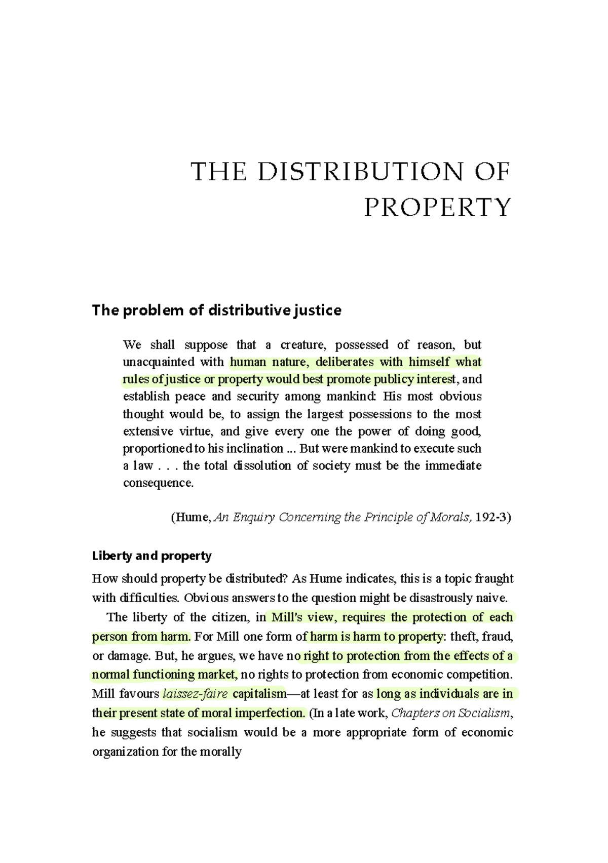 February Exam Readings - THE DISTRIBUTION OF PROPERTY The problem of ...