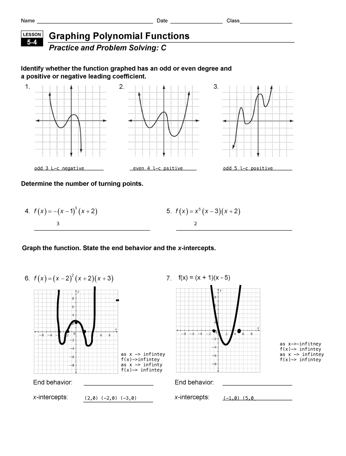 Int 3 Lesson 5-4 C - MATH - Name ...