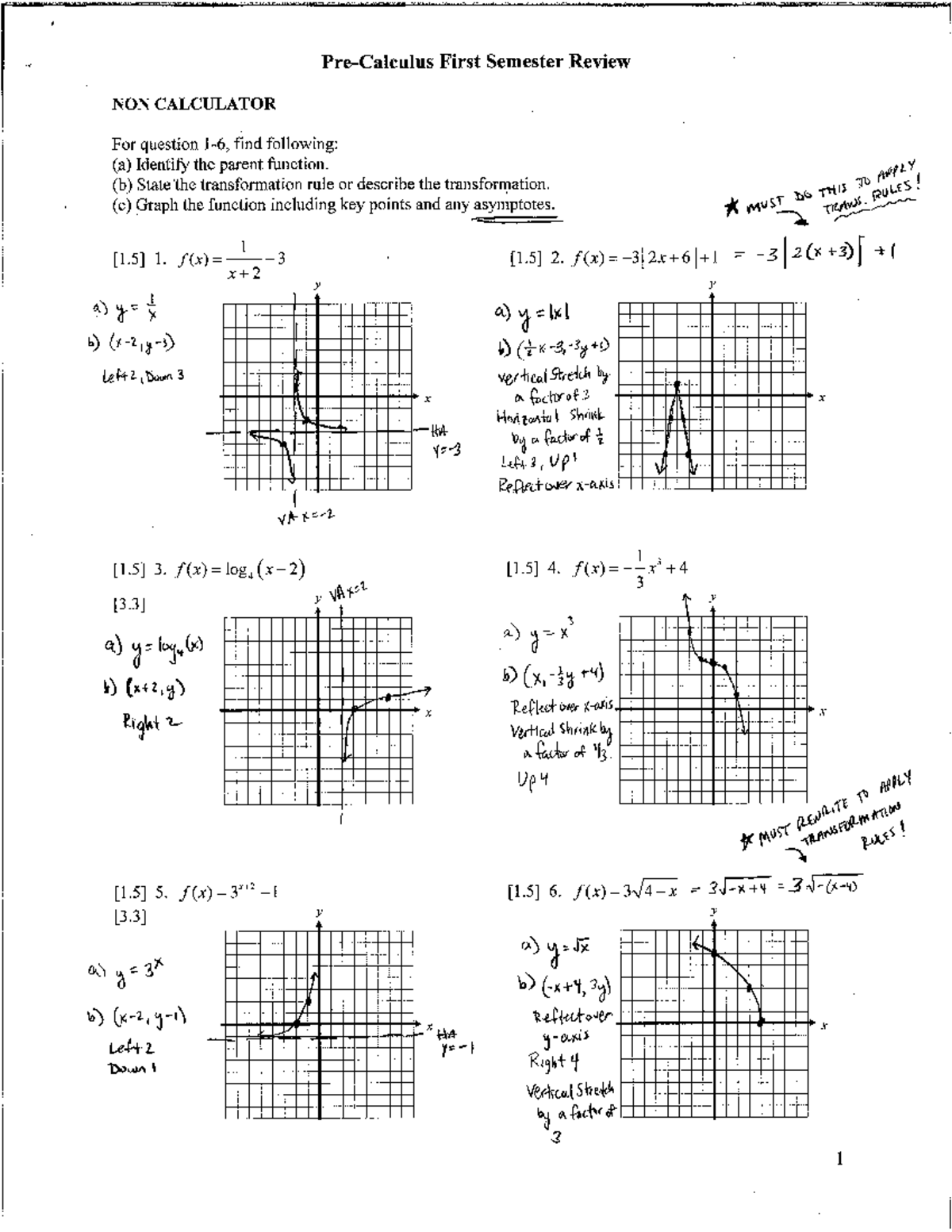 Precalc - 1st Semester Review Solutions - Studocu