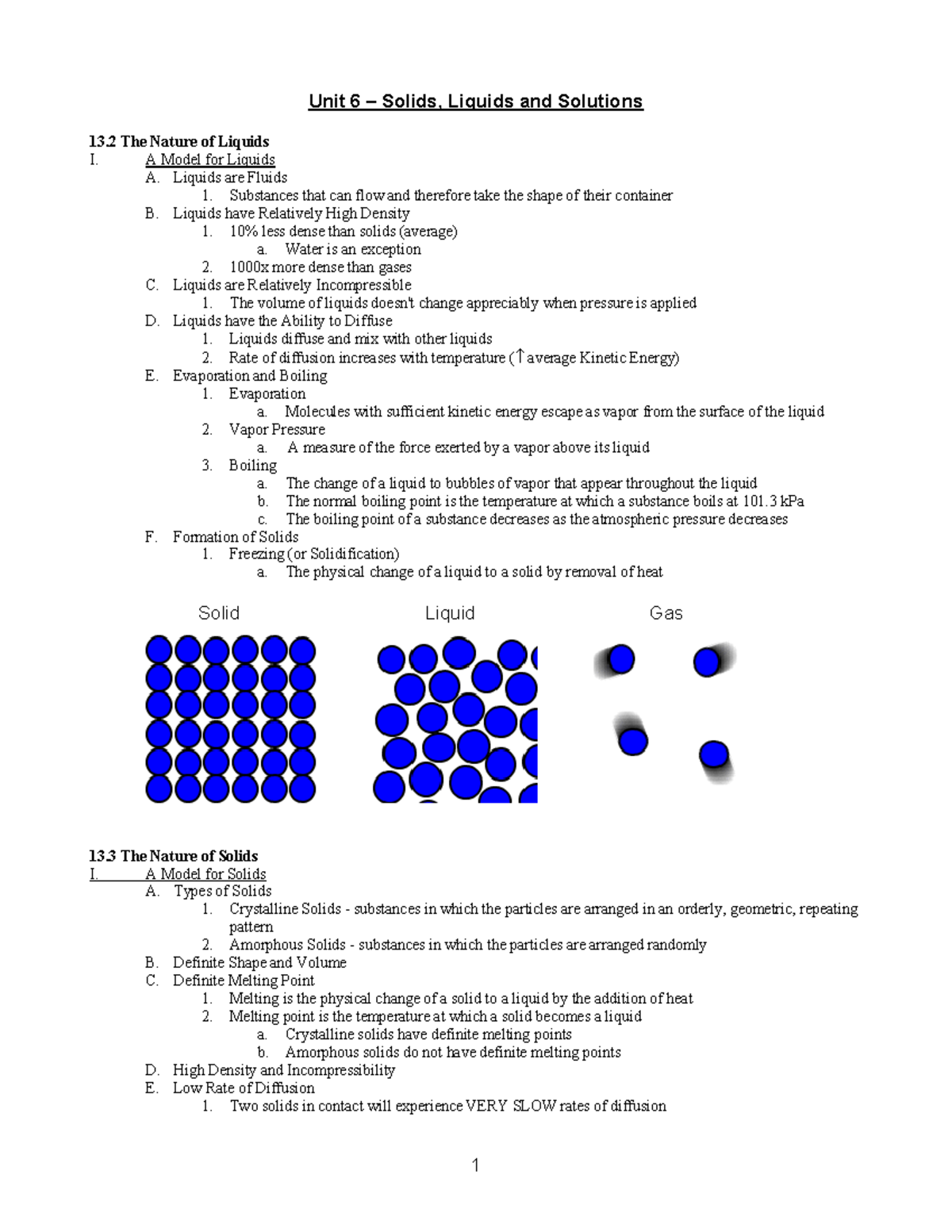 Liquid solids and solutions - Unit 6 – Solids, Liquids and Solutions 13 ...