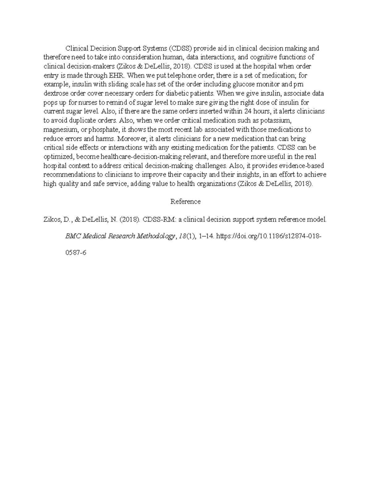 Wk 5 discussion - Clinical Decision Support Systems (CDSS) provide aid ...